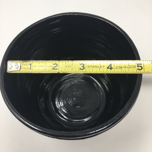 Hand Thrown Earthenware Ceramic Red Black Rimmed Bowl Cachepot Vase Planter - Picture 14 of 16